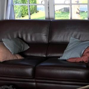 salon en cuir brun 3 places +1 place