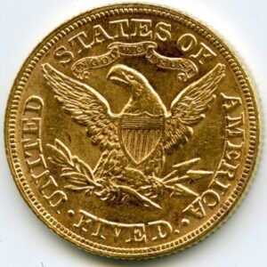 pièce de 5 dollars en or 8.3 grs 1880