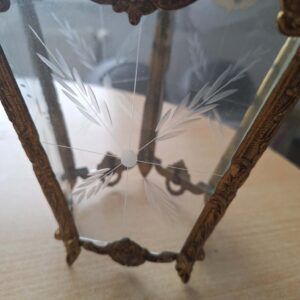 Ancienne Lanterne de Vestibule en Bronze et Verre Gravé – Style Louis X