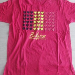 T'shirt homme rouge "Belgium" + coeurs tricolores