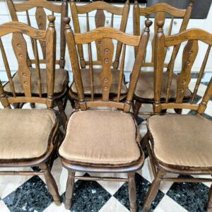 “Superbe lot de 6 chaises en chêne massif – style rustique/campagne – très bon état”
