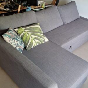Canapé méridienne convertible en tissus gris