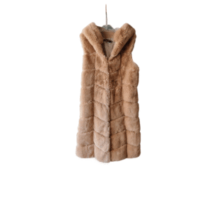Veste longue sans manches marque Realty taille L/XL couleur beige fausse fourrure