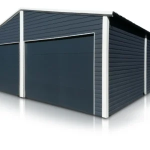 Garage en tôle double 7×9 m Double pente Graphite