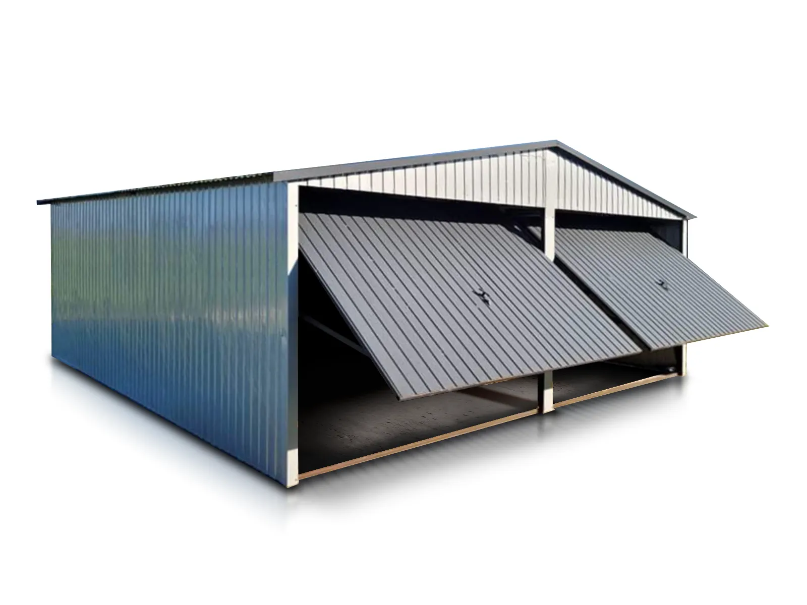 Garage en tôle double 6×5 m Double pente Aluminium