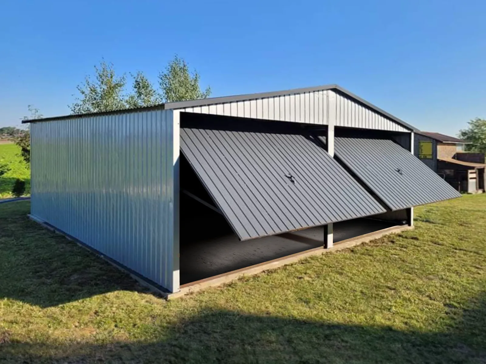 Garage en tôle double 6×5 m Double pente Aluminium – Image 2