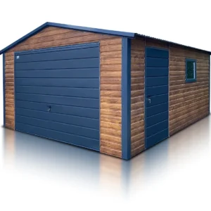 Garage en tôle simple 4×5 m Double pente Effet bois
