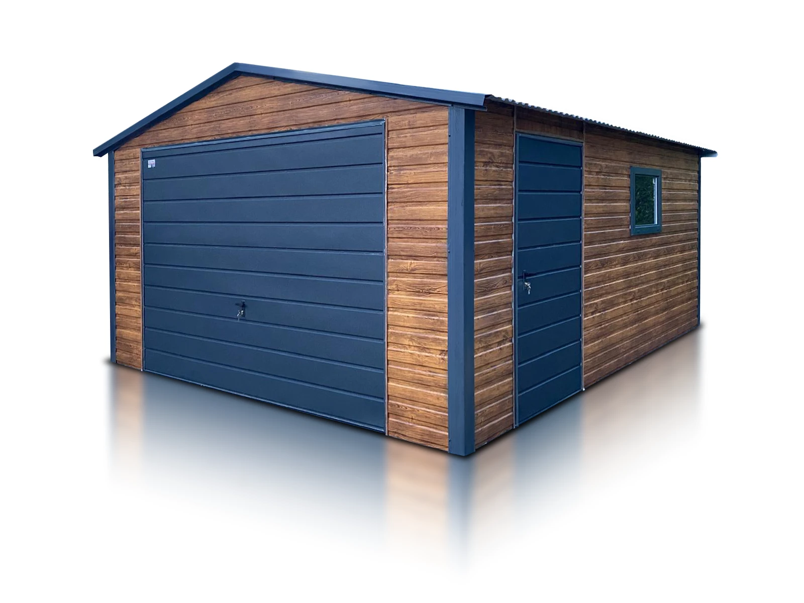 Garage en tôle simple 4×5 m Double pente Effet bois