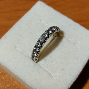 Bague tour américain 18K zircons 4 grammes T. 54 vintage 70