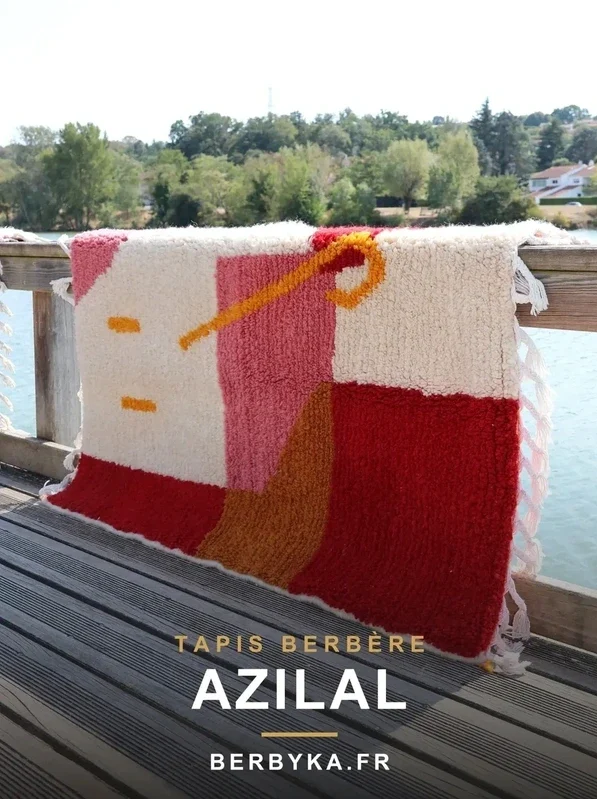 Tapis berbère marocain Azilal laine artisanal 123 x 83 cm