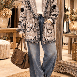GILET VESTE OVERSIZE À MOTIFS CACHEMIRE – NEUF AVEC ÉTIQUETTE
